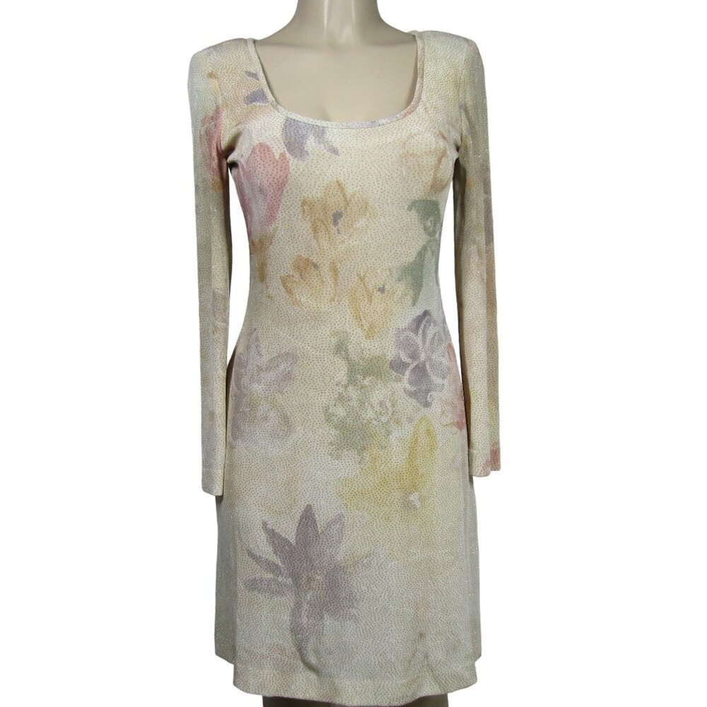 VTG NWT 90s Y2K HUEY WALTZER 4 GLITTER Floral Pastel Fairy Watercolor Saks Dress